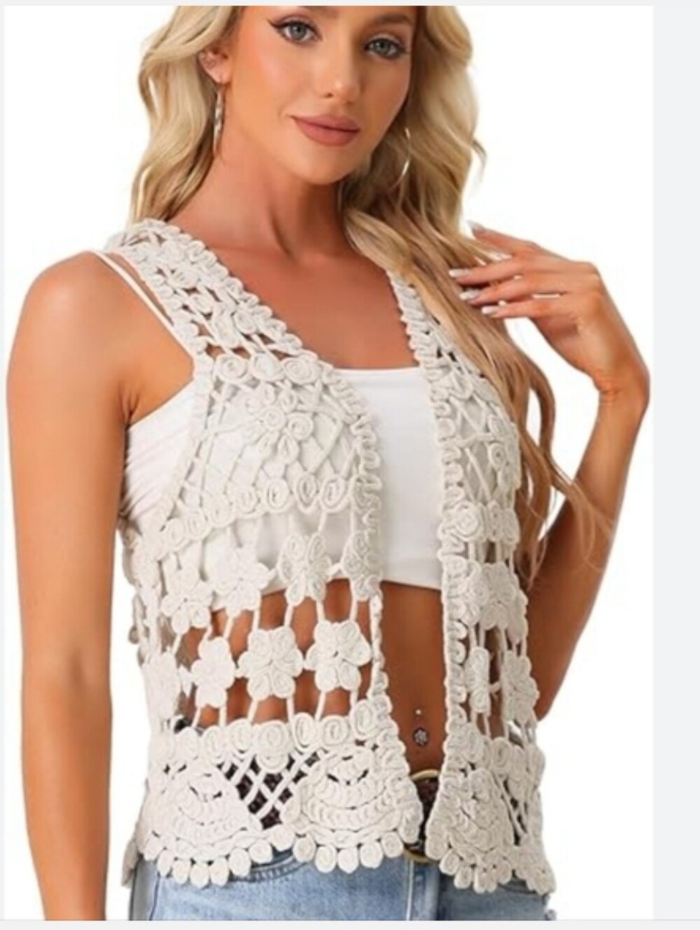 ISSI Ivory Crochet Lace Camisole